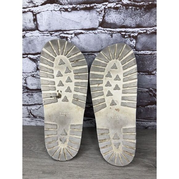 GUCCI Web White Rubber Logo Casual Slides Designer Sandals Men’s Sz 11M US/44EU - Picture 15 of 16